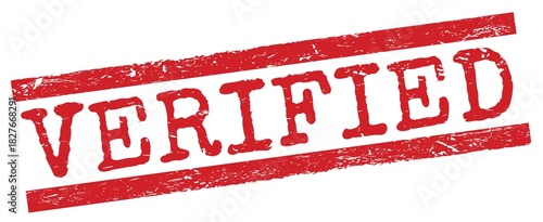VERIFIED text on red lines stamp sign.