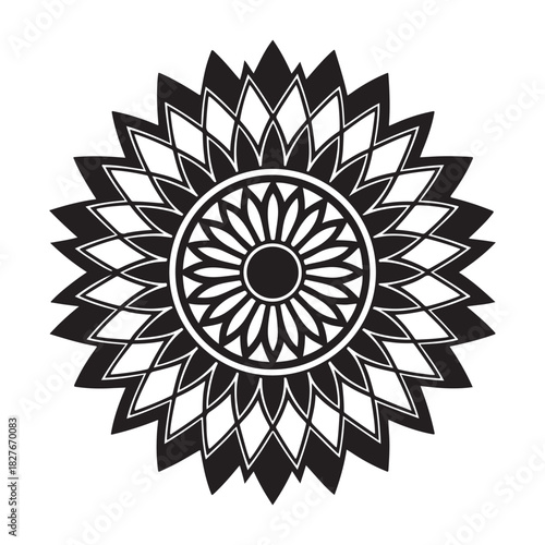 Circular sunflower silhouette vector icon