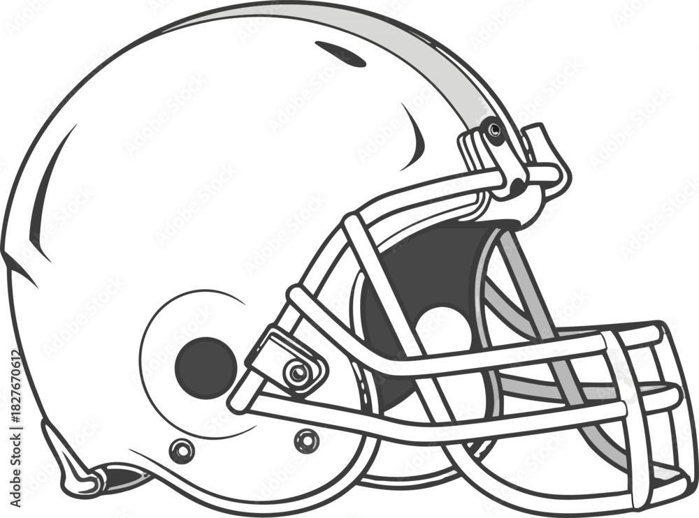 Fototapeta premium White football helmet with streamlined design and clean finish, isolated with no background for sports advertising, branding, and marketing.