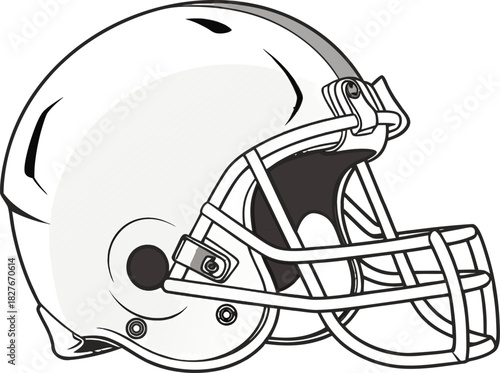 White American football helmet with sleek, modern design, isolated with no background, perfect for sports branding and graphic design.