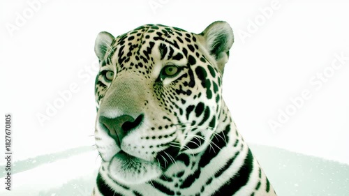 Majestic Jaguar Stares Intently with Piercing Gaze.