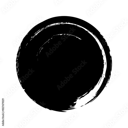 Grunge circle, brush strokes, lines, ink smudges, hand-drawn scribble shape. Handmade sketchy mark, acrylic stains, charcoal streaks. Paint texture, dry brush effect. Vector illustration