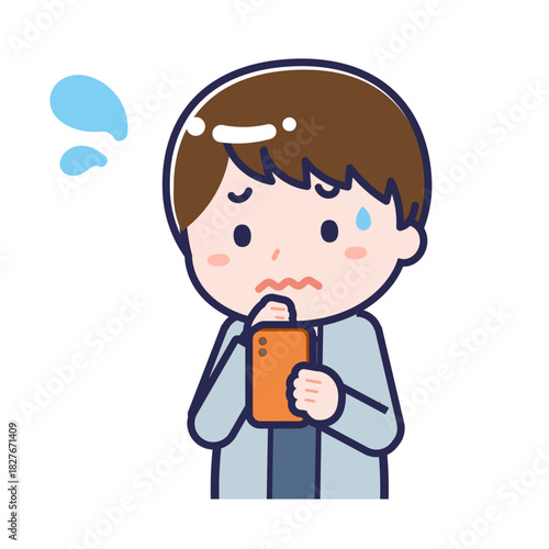 スマートフォンを使う「私服の大人」の男性