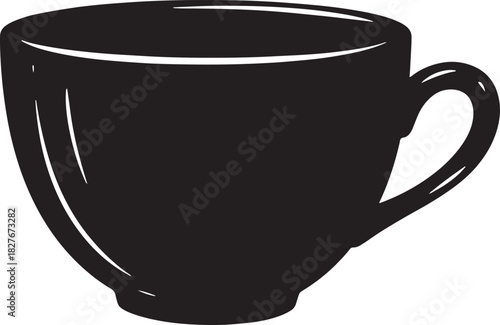 Black and white illustration of a coffee cup for beverages