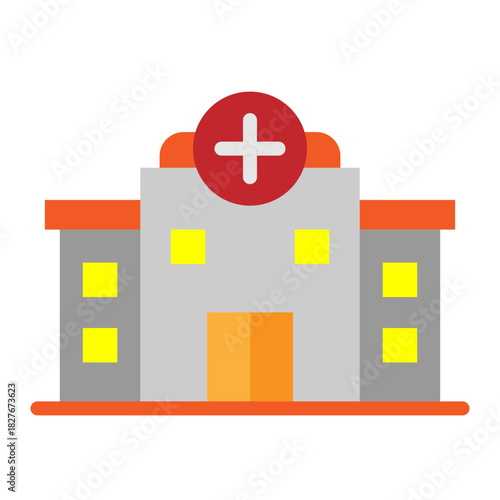 Hospital Building Vector Flat Icon Design