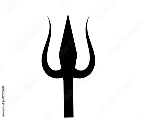 Trident black icon on white background. Element for hindu celebration mahashivratry web design. Vector illustration