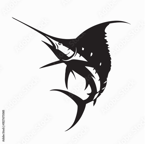 Atlantic blue marlin Fish Silhouette vector on white background