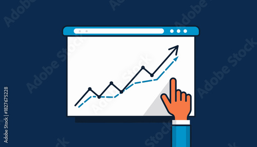 Optimizing business presentation for success, demonstrating strategic growth and data analysis through an interactive graph