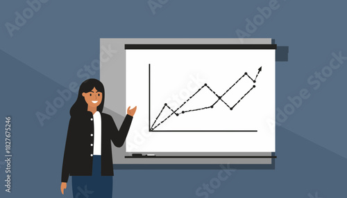 Business Presentation Woman Explaining Growth Chart
