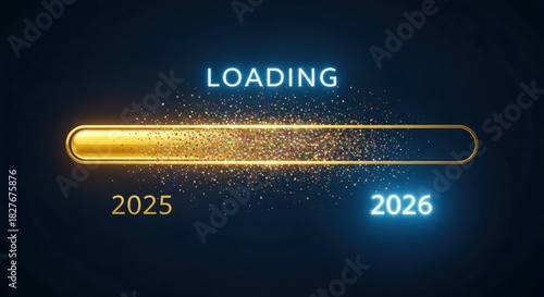 New year loading bar transitioning from 2025 to 2026