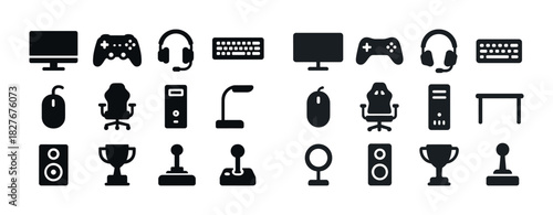 Set of gaming and office equipment icons