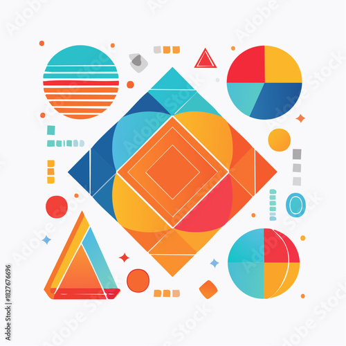 Abstract Geometric Composition A Vibrant Arrangement of Shapes and Colors
