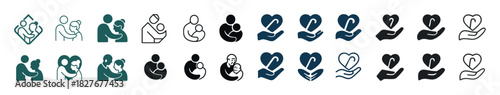 Collection of parent and child icon variations in different styles