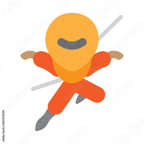 Ninja Jump Vector Flat Icon Design
