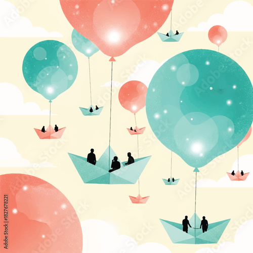 Navigating Through Life's Uncertainties A Journey of Hope and Resilience with Balloons and Paper Boats