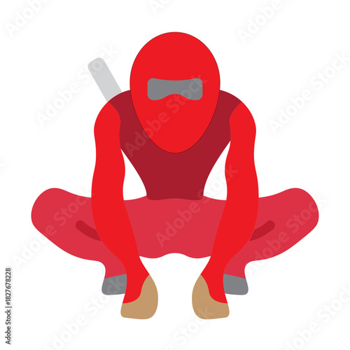 Crouching Ninja Vector Flat Icon Design