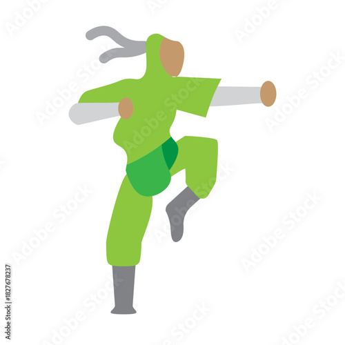 Ninja Pose Vector Flat Icon Design