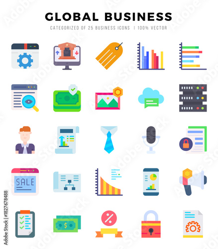 Global Business icon pack for your website. mobile. presentation. and logo design.