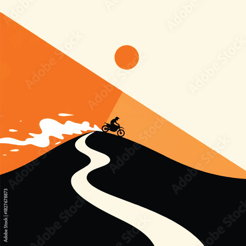 Motorcycle Adventure Riding on Hilltops Under the Sun