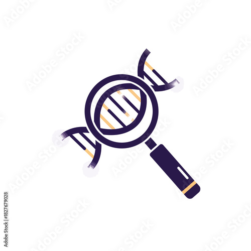 Magnifying Glass Examining DNA Double Helix Genetic Research