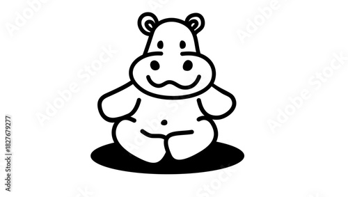 Hippo toy symbol, black isolated silhouette