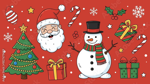 Festive Christmas Icons Set Holiday Cheer and Winter Wonderland Elements