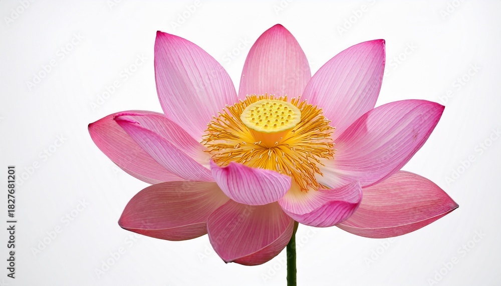 Obraz premium Beautiful Pink Lotus Flower Blossom on White Background