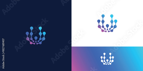 Technology connection logo design template