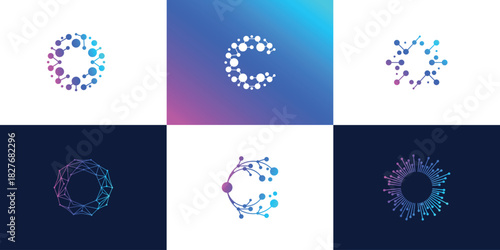 technology connection  icon set vector  logo design