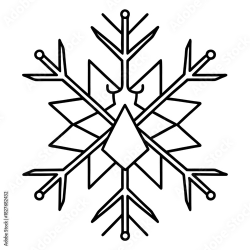 Elegant Snowflake Illustration for Winter Holidays and Festive Season Celebrations Decoration