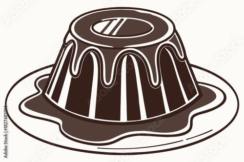 Chocolate dessert pudding on a plate