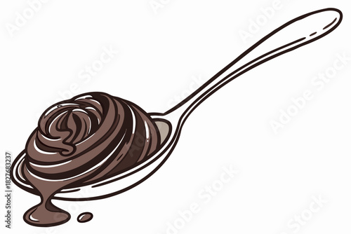 Chocolate cream on a spoon