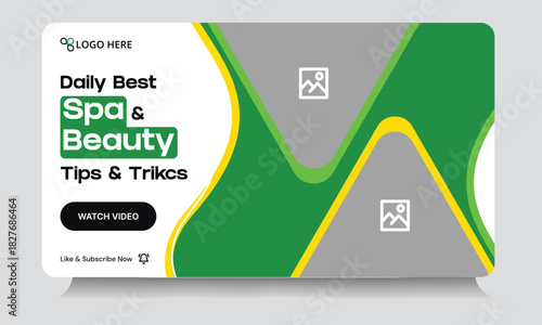 Trendy yoga tips and beauty spa video thumbnail cover banner template design, vector eps10 file format