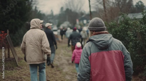 Wallpaper Mural A multi-generational group embarks on a shared journey along a rustic trail, connecting with nature and each other on a peaceful day Torontodigital.ca