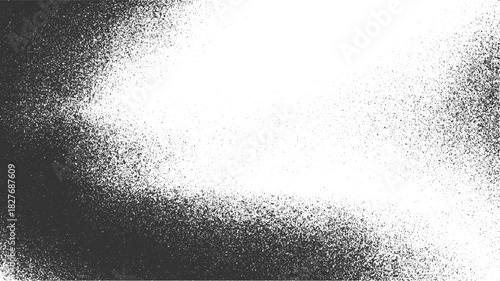 Black and white spray paint texture with gradient density on white background vector