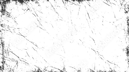 Black and white textured background with distressed overlay and grunge border vector