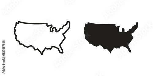 America map icons Concepts. black solid and line stroke designs for web and app use