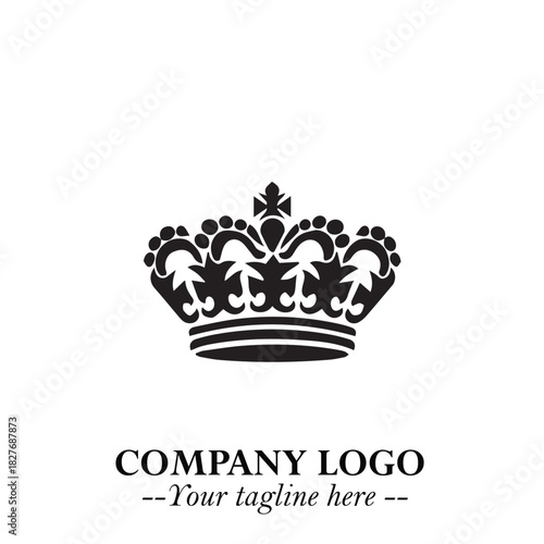 Elegant Black Crown Logo Symbol on a Clean White Background for Premium Branding Design