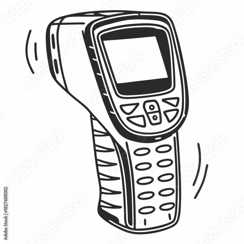 Handheld digital thermometer with buttons and a screen Keywords: thermometer, digital, handheld, device, measurement, temperature, medical, healthcare, tool, instrument, technology, gadget