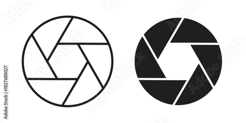 Aperture icons Concepts. black solid and line stroke designs for web and app use