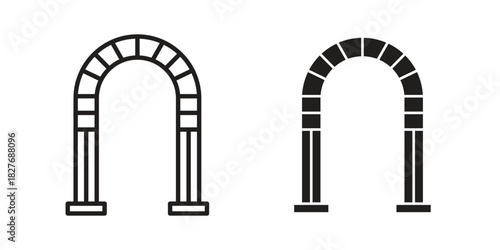 Archway icons Concepts. black solid and line stroke designs for web and app use