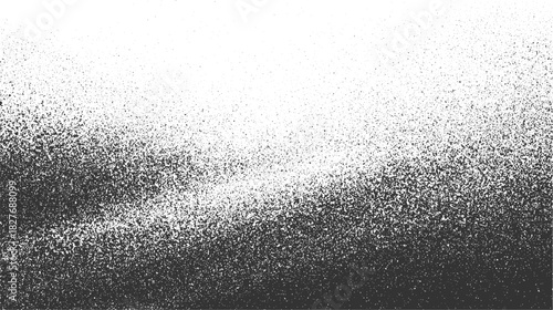 Black and white speckled gradient texture with dense particles at bottom fading to sparse dots at top