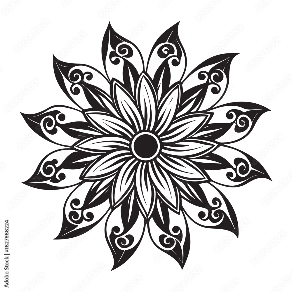 Fototapeta premium Floral swirl ornament vector icon