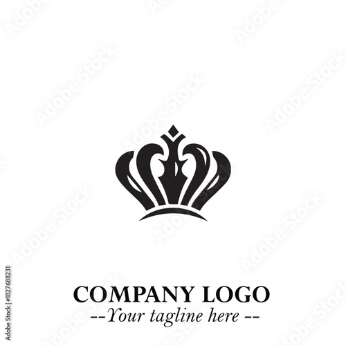 Elegant Black Crown Logo Symbol on a Clean White Background for Premium Branding Design