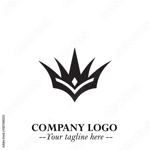 Elegant Black Crown Logo Symbol on a Clean White Background for Premium Branding Design
