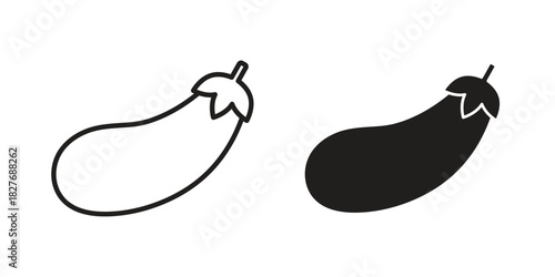 Aubergine icons Concepts. black solid and line stroke designs for web and app use