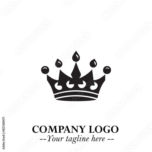 Elegant Black Crown Logo Symbol on a Clean White Background for Premium Branding Design