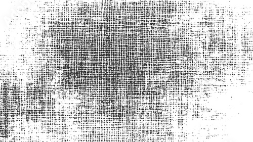 Black and white textured grid pattern with distressed effect and scattered dots background grunge