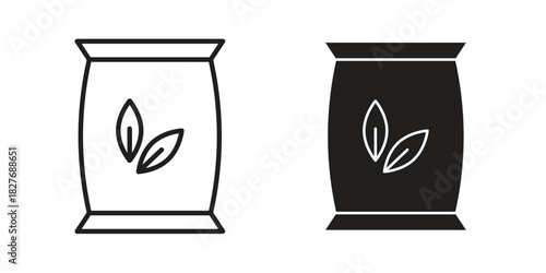 Bag seedling icons Concepts. black solid and line stroke designs for web and app use
