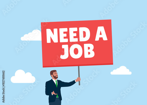 Job seeker, seek for vacancy or work position. Flat vector illustration